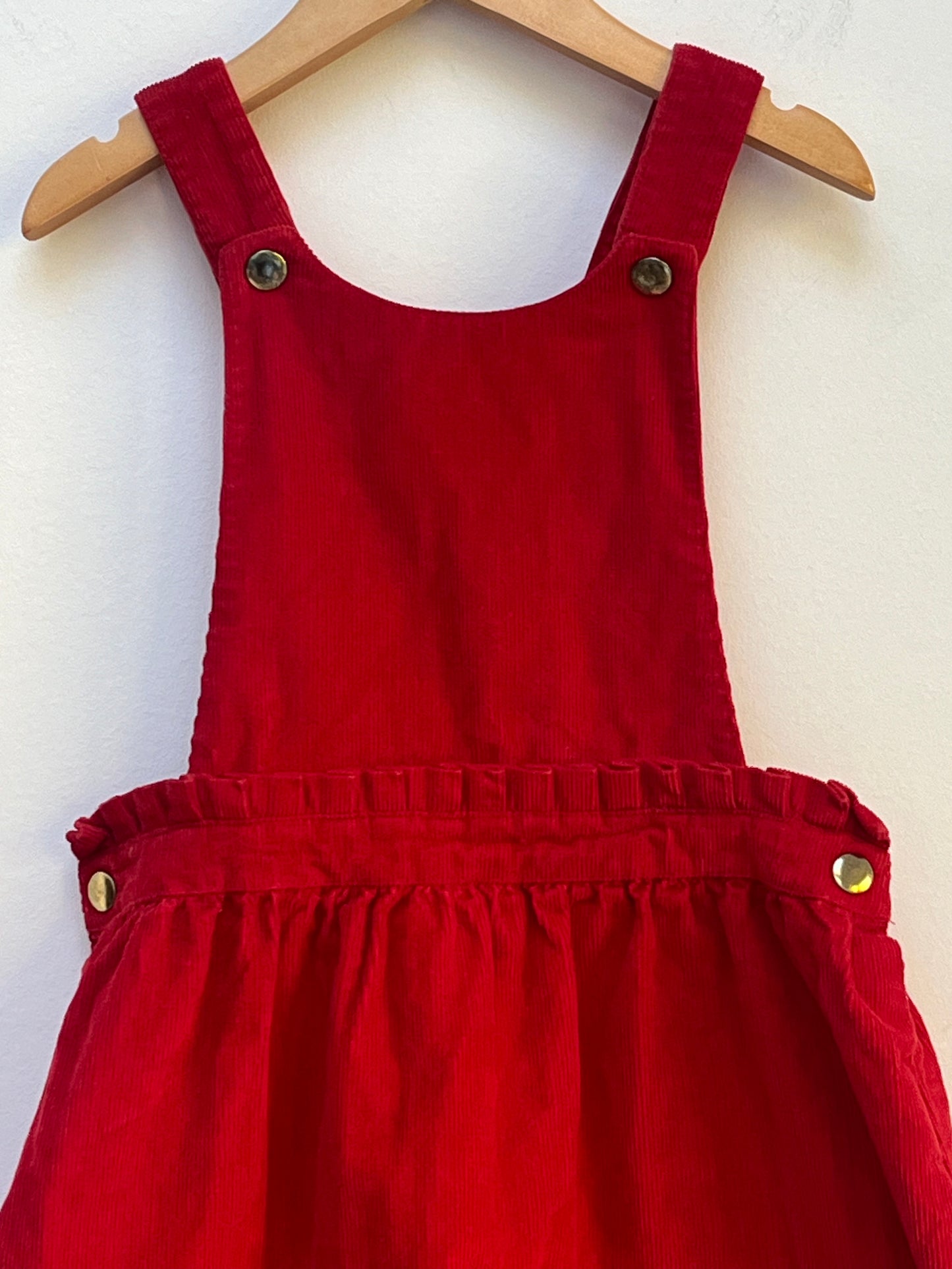 Tu 5-6 Years - Red Corduroy Pinafore Dress with Appliqué Detail