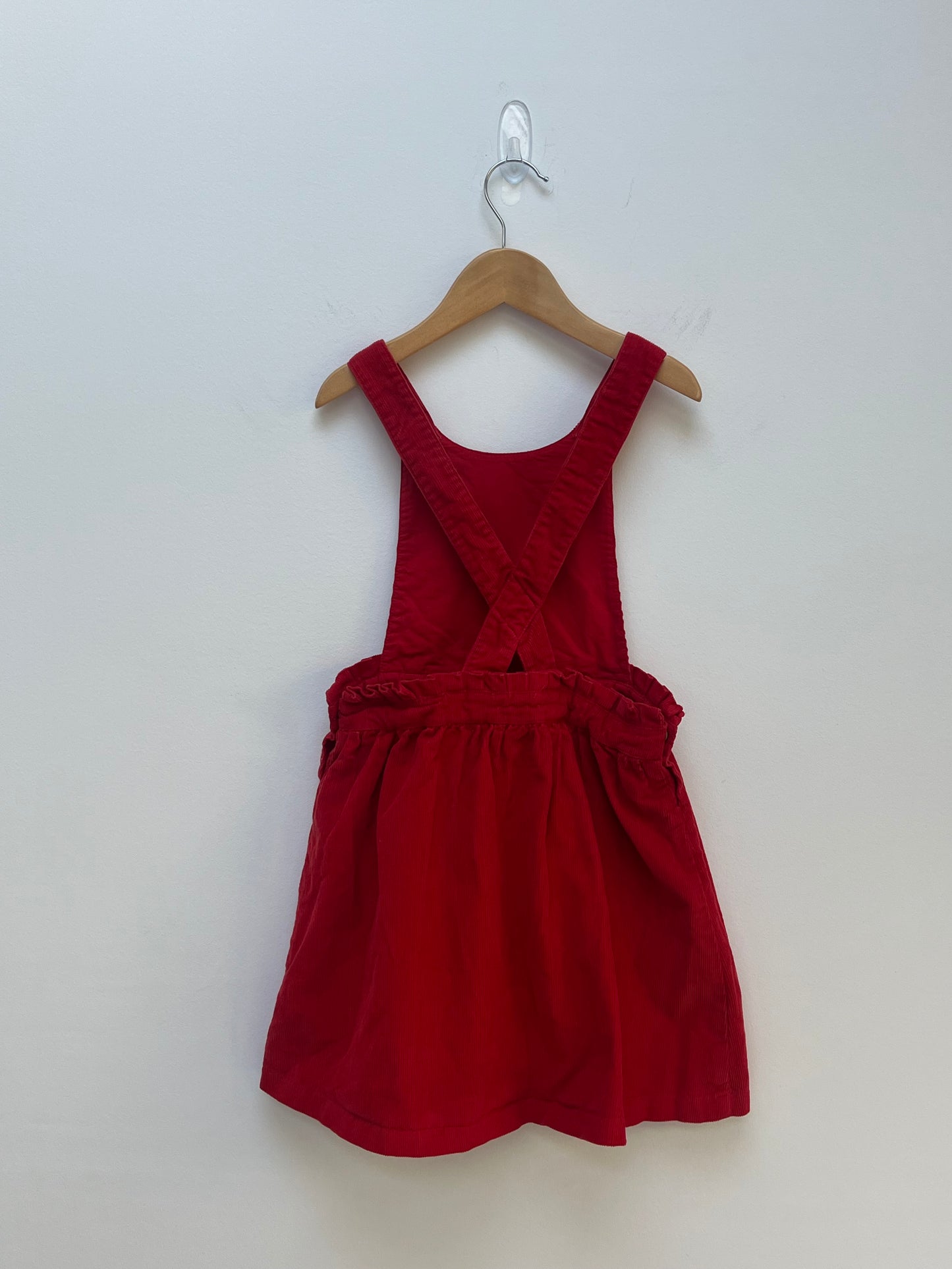 Tu 5-6 Years - Red Corduroy Pinafore Dress with Appliqué Detail