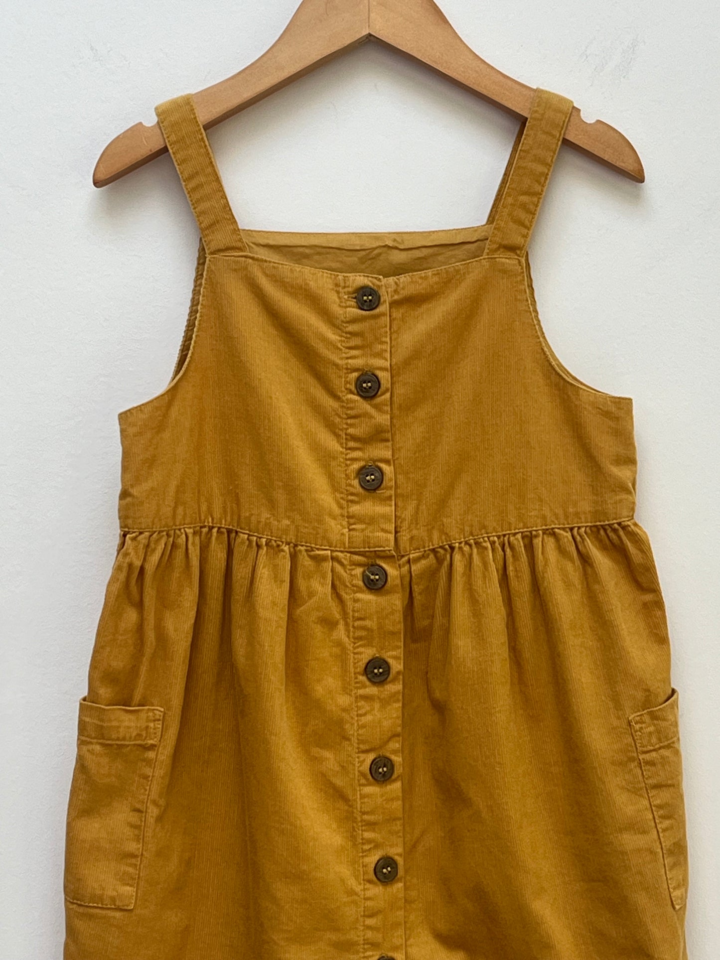 Mothercare 4-5 Years - Mustard Fine Needlecord Pinafore Dress