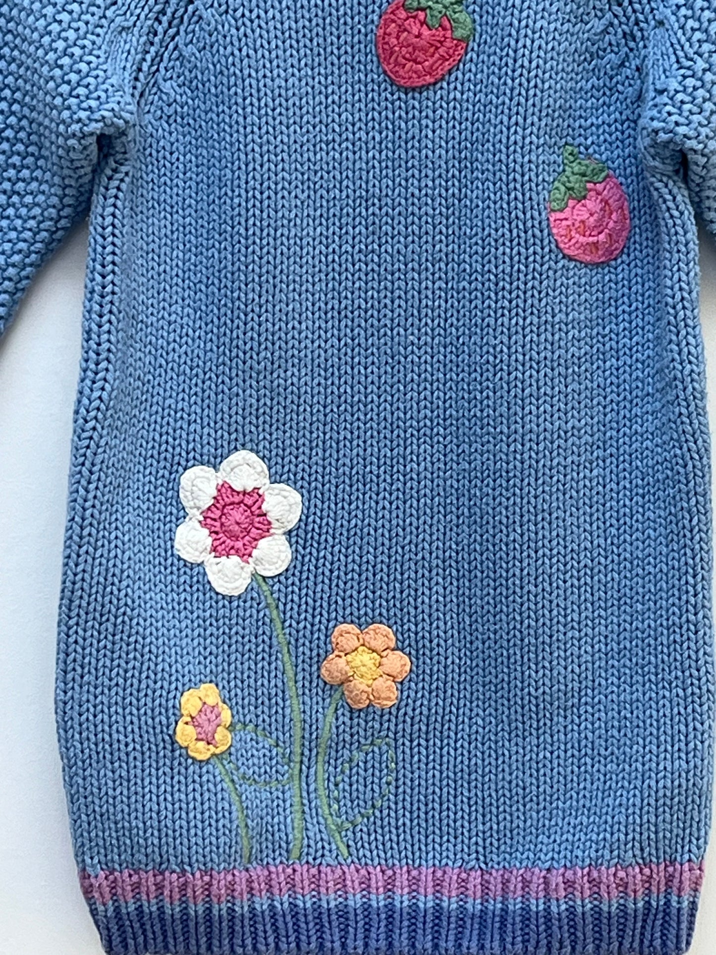 Next 18-24 Months - Blue Knitwear Jumper Dress with Crochet Appliques