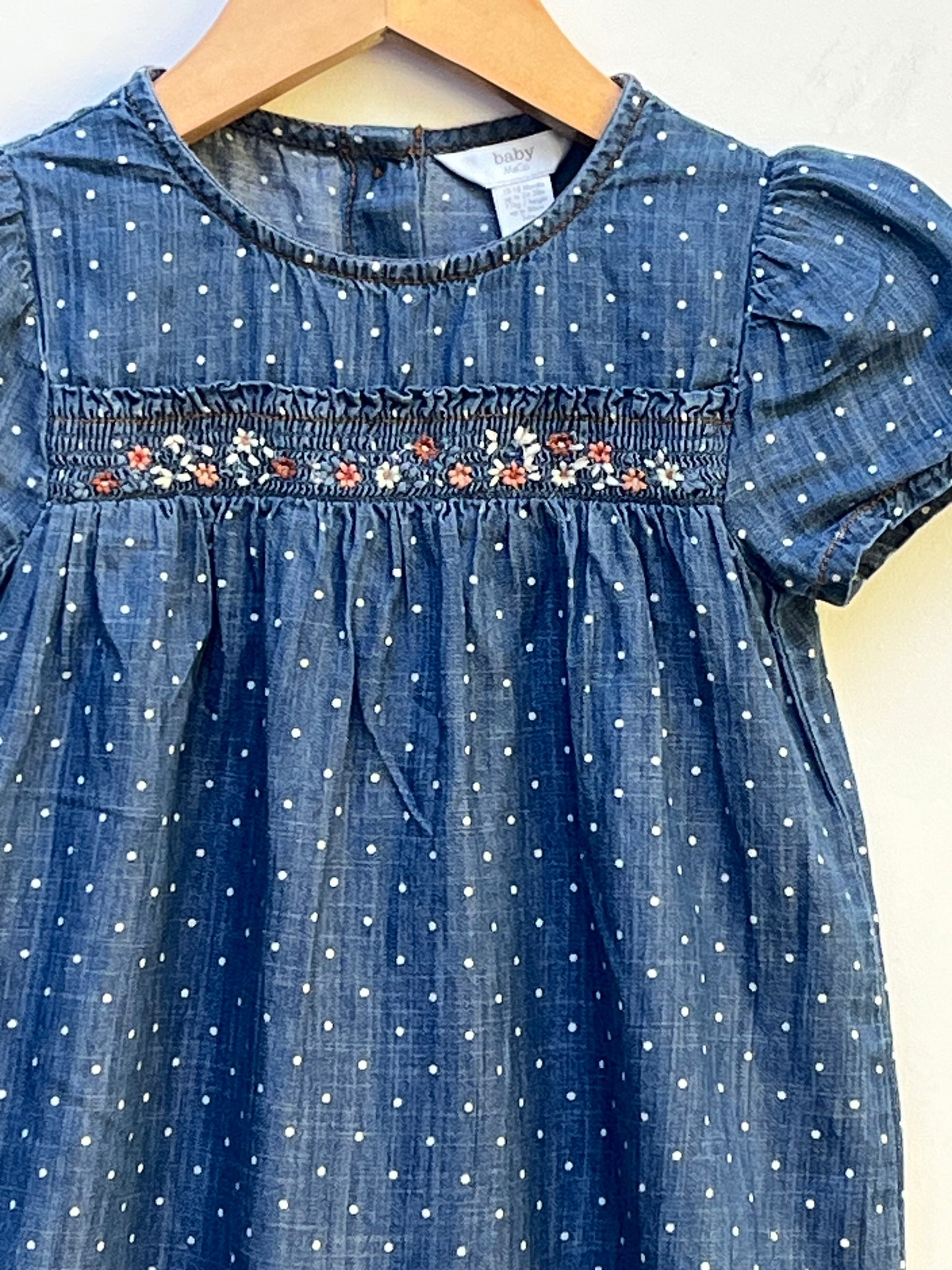 M&Co 12-18 Months - Spotty Cotton Romper with flower Embroidery