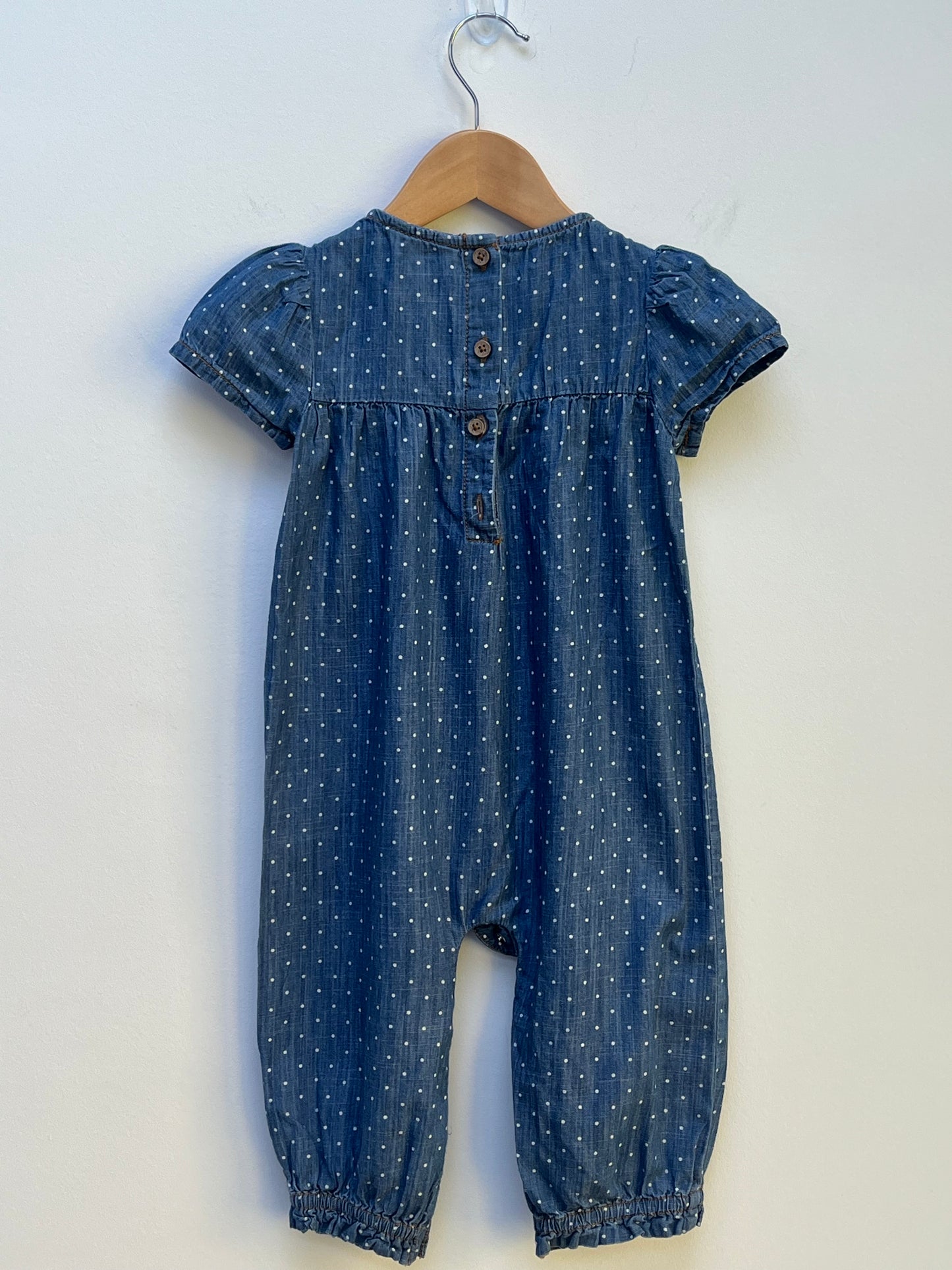 M&Co 12-18 Months - Spotty Cotton Romper with flower Embroidery