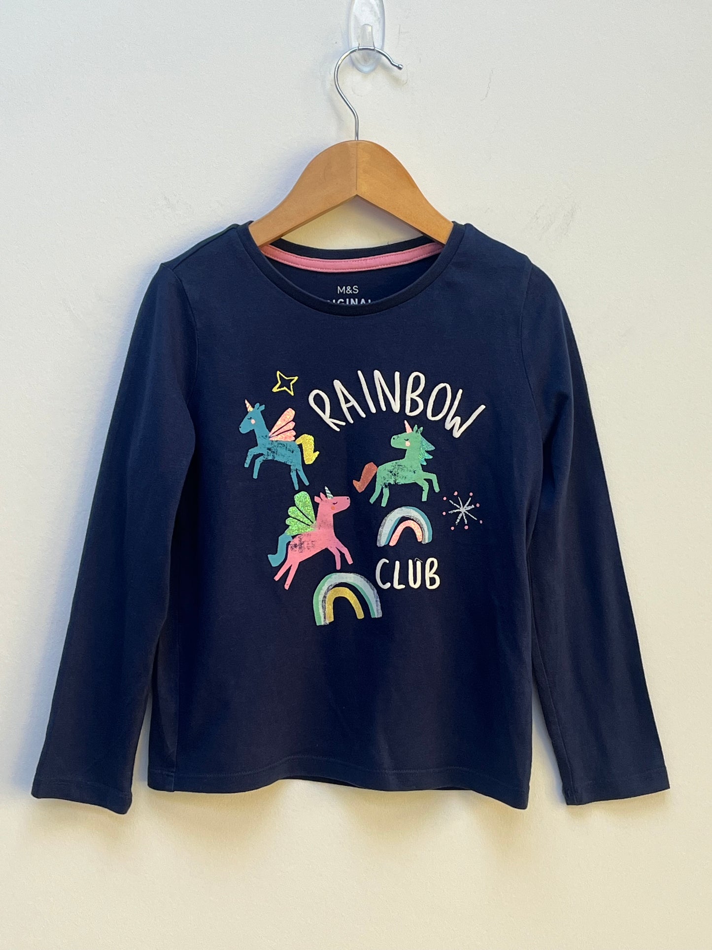 M&S 5-6 Years - Long Sleeved Rainbow Unicorn Top