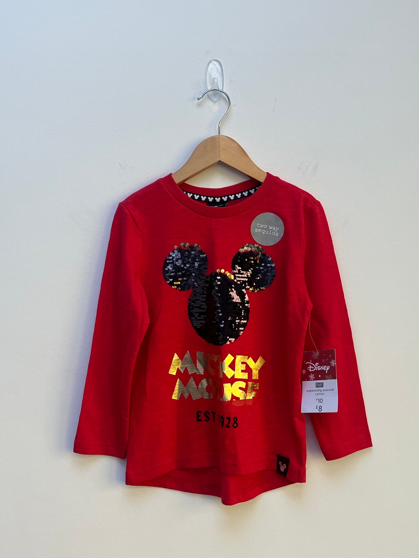 F&F 4-5 Years - NEW Long Sleeved Flip Sequin Disney Top