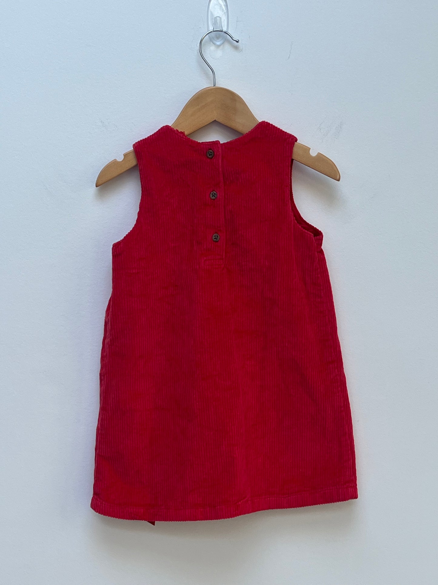 M&S 12-18 Months Red Corduroy Dress with Robin