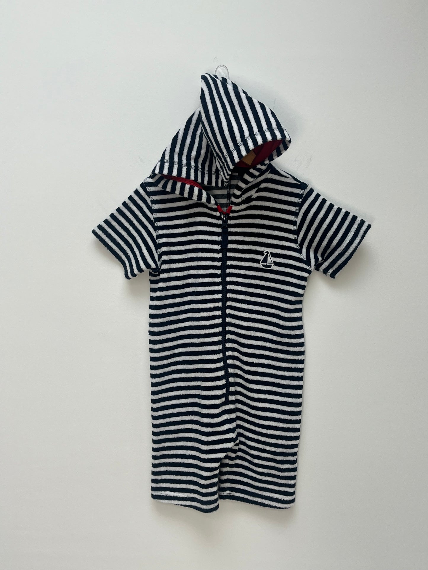 Next 3-4 Years - Navy & White Striped Towelling suit