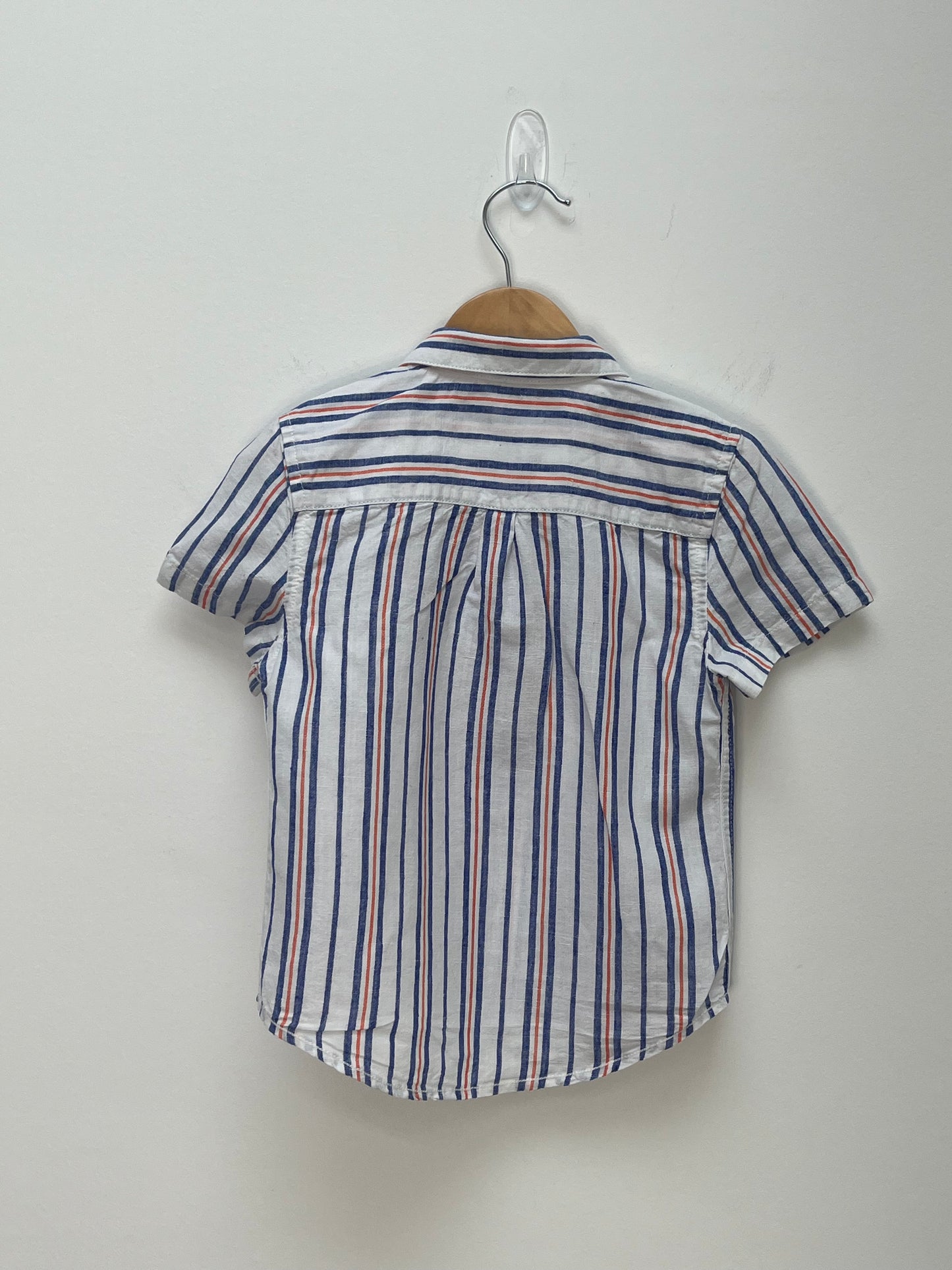 Baby Boden 3-4 years - Blue & Orange Striped Linen Mix Shirt