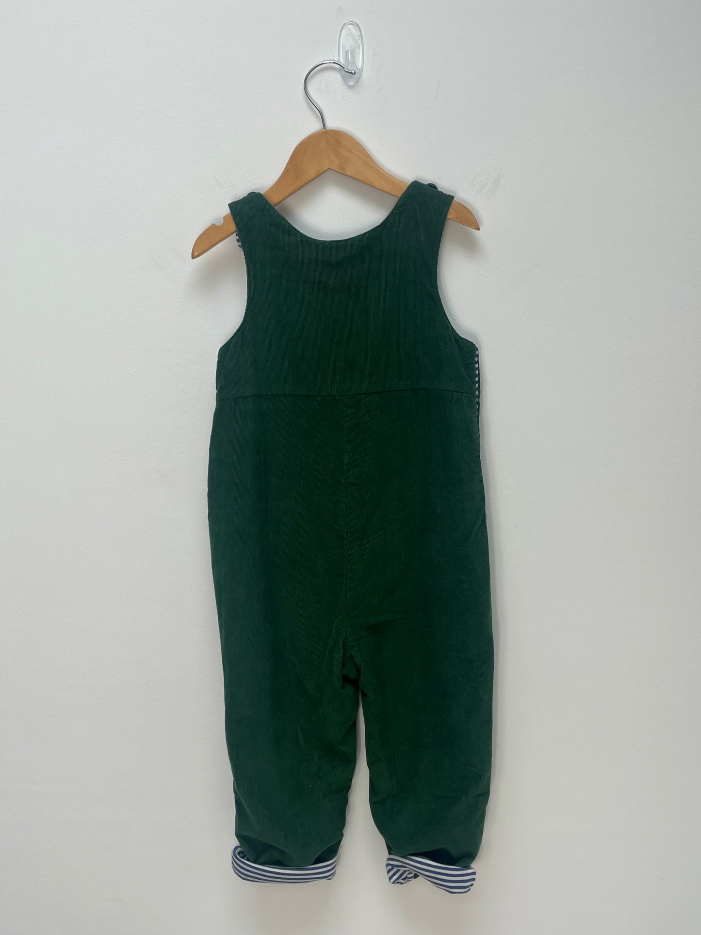 JoJo Maman Bebe 2-3 Years - NEW Green Fine Cord Dungarees with Dinosaur Applique