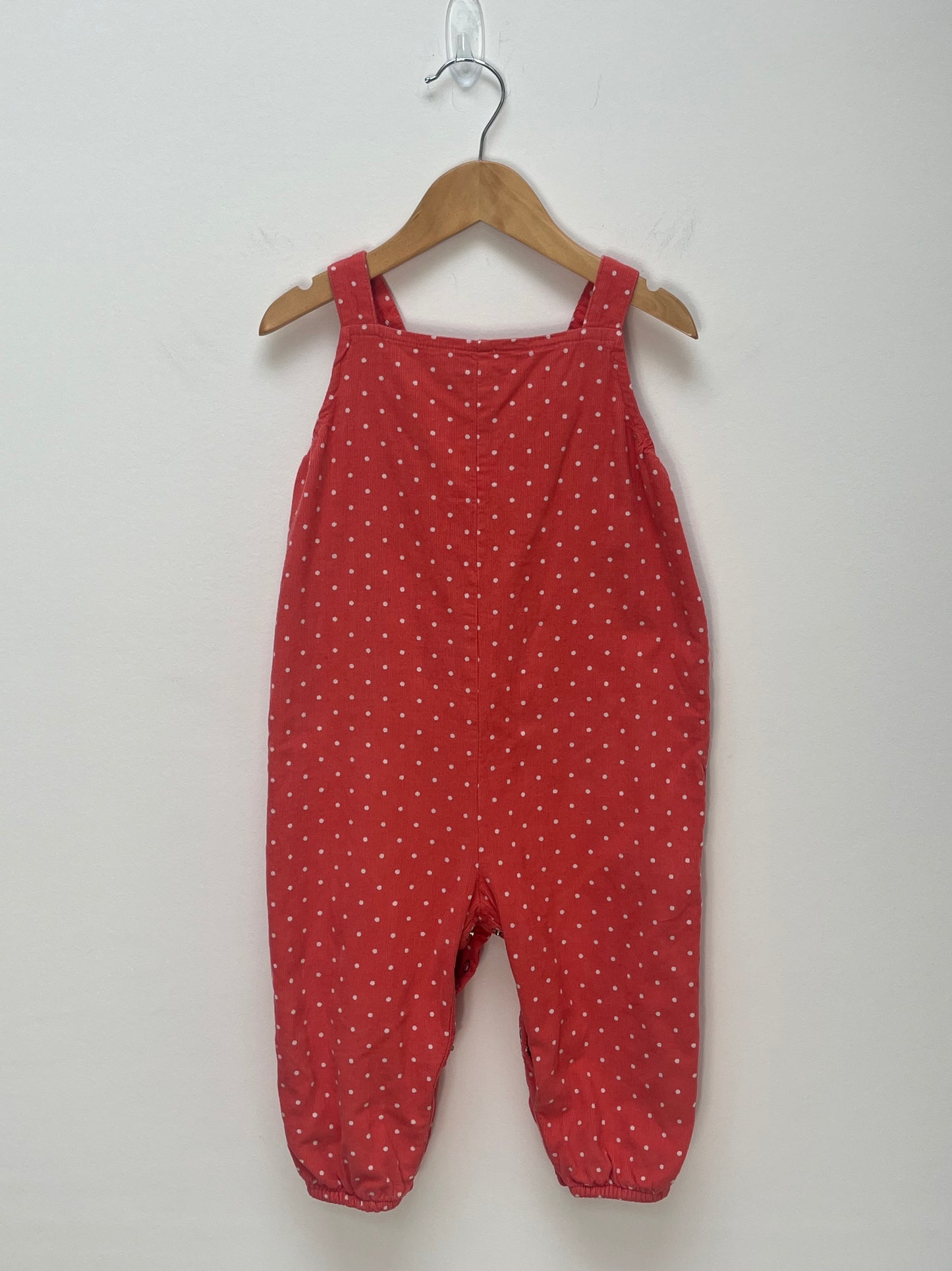 Baby Boden 18-24 Months - Fine Cord Dungarees with Heart Appliques