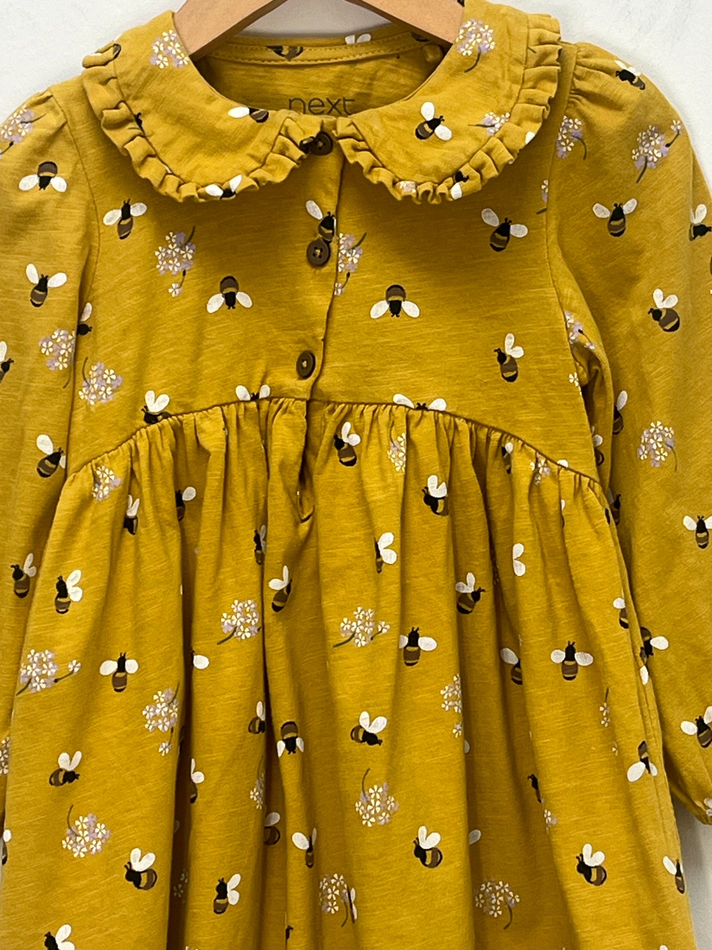 Next 18-24 Months - Mustard Dress with Bee Print