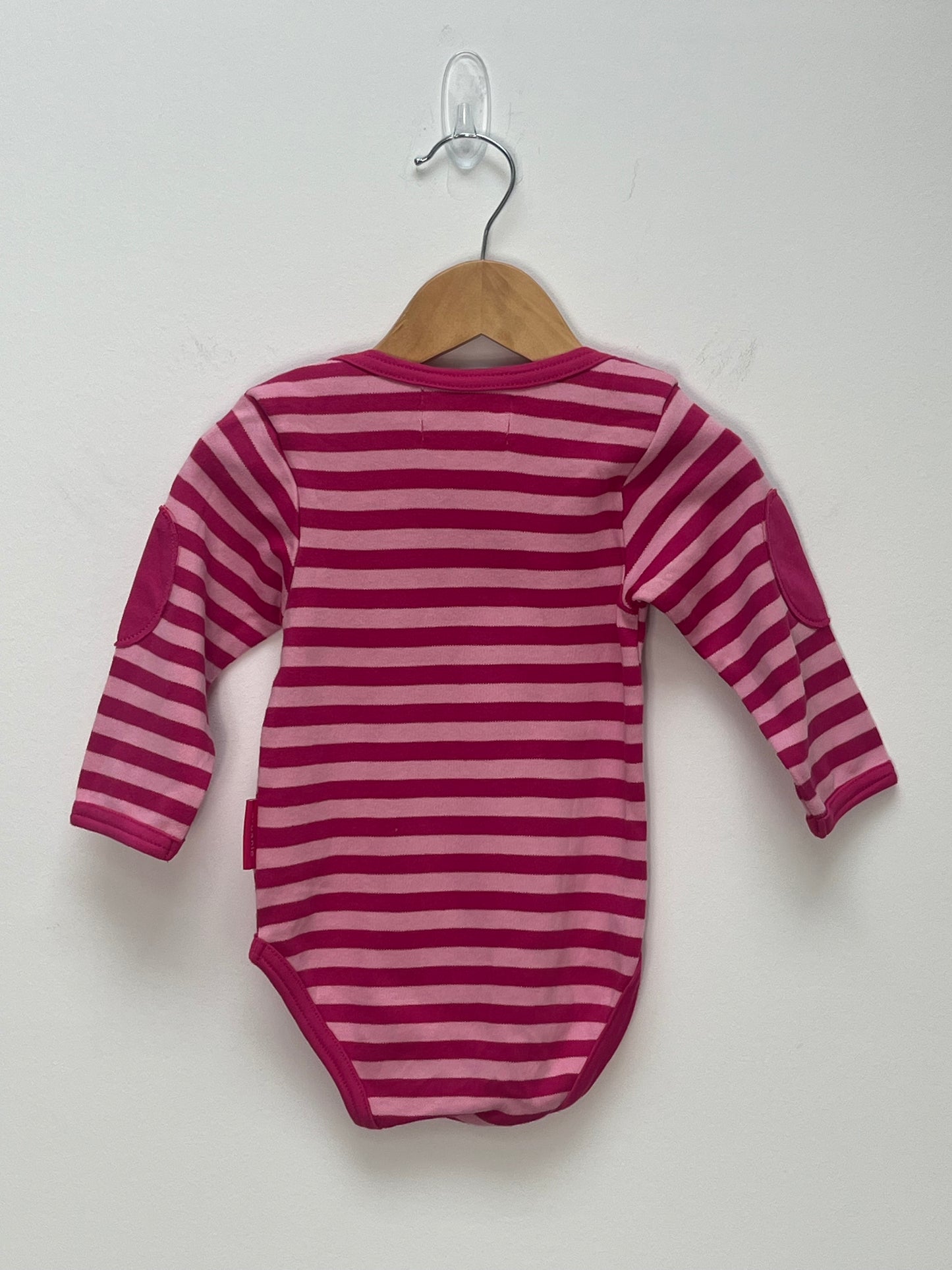 Toby Tiger 3-6 Months - Organic Cotton Pink Striped Long Sleeved vest Top