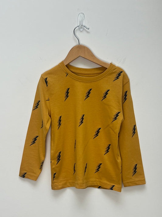 Primark 3-4 Years - Mustard Long Sleeved Top with Lightening Bolts