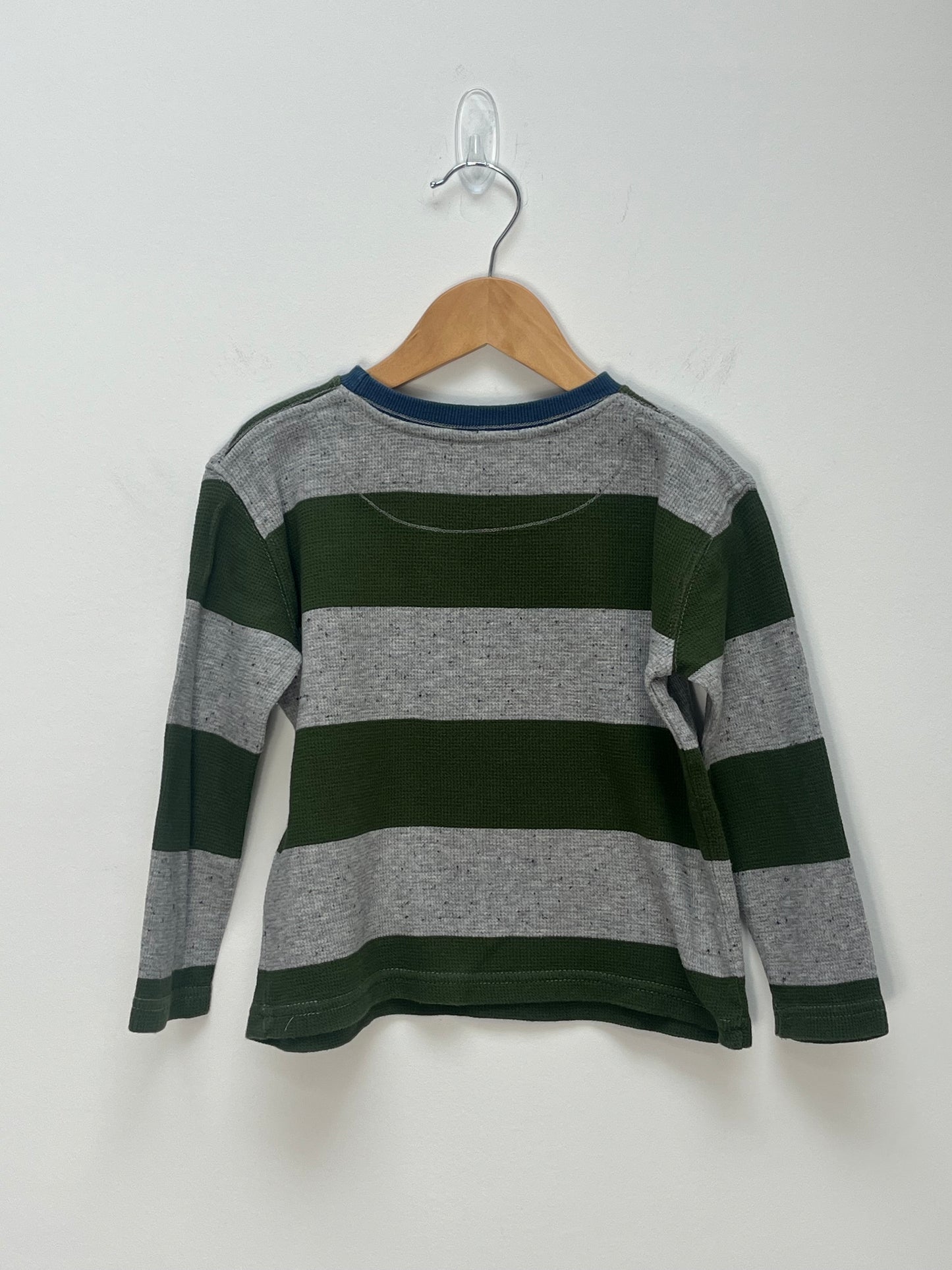 John Lewis 3 Years - Grey & Green Striped Long Sleeved Top