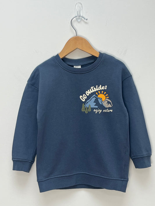 H&M 3-4 Years - Blue Sweatshirt with “Go Outisde”