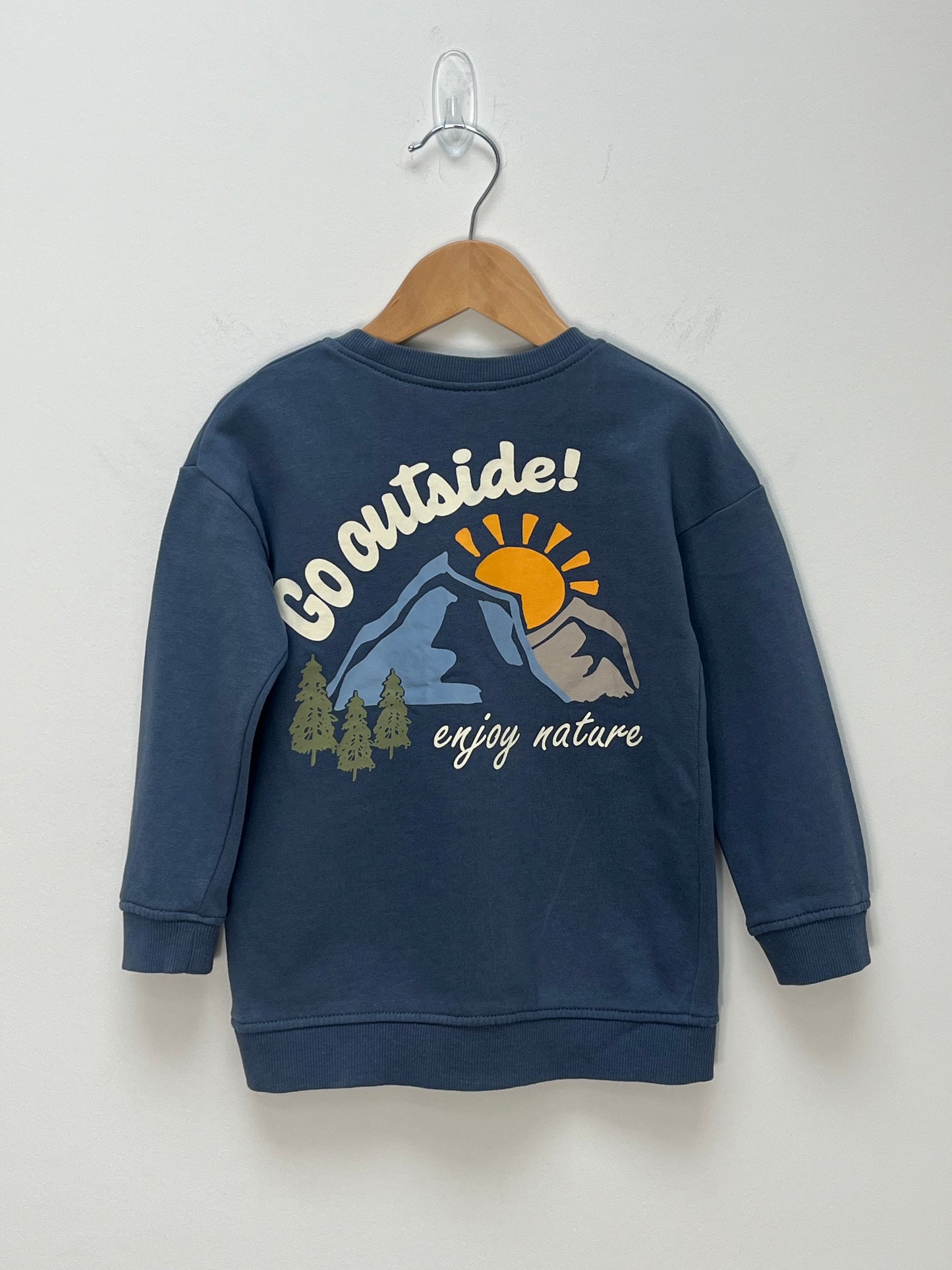 H&M 3-4 Years - Blue Sweatshirt with “Go Outisde”