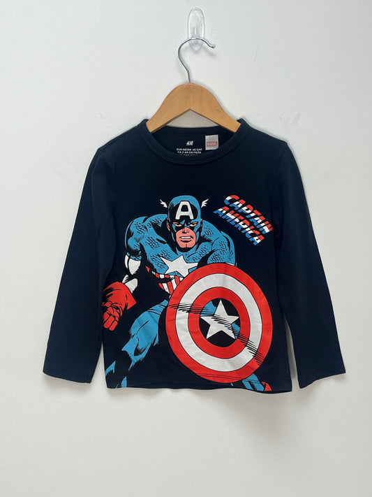 H&M 2-4 Years - Long Sleeved Captain America Top