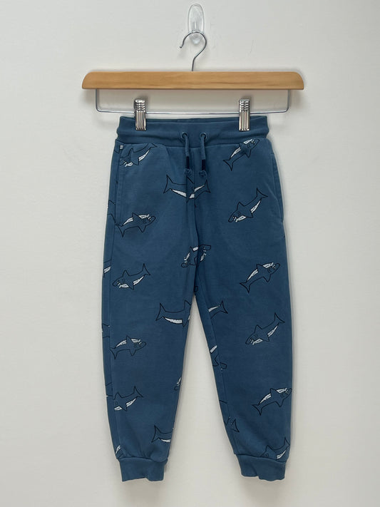 Nutmeg 3-4 Years - Shark Patterned Blue Jogging Bottoms