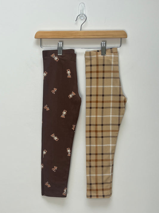 Next 5-6 Years - 2 x Leggings - Bear & Checked